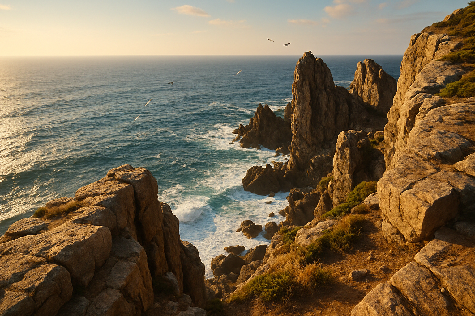 beautiful ocean view from on top of a rugged cliff